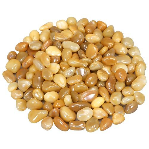 River Rocks,Virekm Decorative Ornamental Pebbles Garden Landscaping Stones - color: yellow, size: 5 Pounds