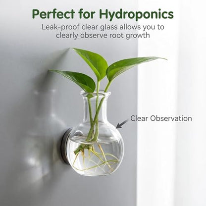 10-Pack Magnetic Mini Bud Vases for Fridge, Strong Magnet Glass Propagation Vases with Faux Flowers, Cute Tiny Vase Magnets for Whiteboard Office Decor, Gift Set for Mom Teachers Coworkers
