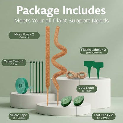 30 Inches Bendable 2 Pack Moss Pole Monstera Plant Support Stakes - Moss Poles for Climbing Plants, Plant Stakes for Indoor Plants - Coco Coir Pole Moss Stick for Monstera, Pothos. - size: 2 x 30 In (Bendable)