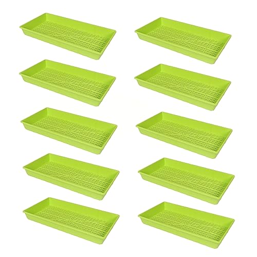 SUNPACK 10" x 20" Heavy Duty Mesh Plastic Seed Starting Tray, Lime Green, 2.3" (Pack of 10) - Ensures Water Drainage and Aeration, Perfect for Greenhouses or Indoor Gardening - color: Lime Green