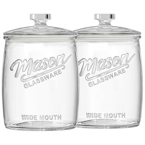 Folinstall 1 Gallon Glass Cookie Jar with Airtight Lid, 2 Pack - size: 1 Gallon/2 Pack