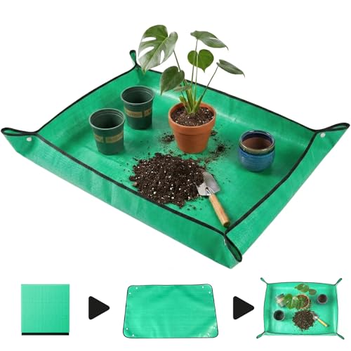 Repotting Mat for Indoor Plant Transplanting, Waterproof Potting Mat for Succulents, Square Planting Tray for Soil Change, Mess Control Gardening Mat, 39.5” x 29.5” - color: Green 39.5"*29.5"