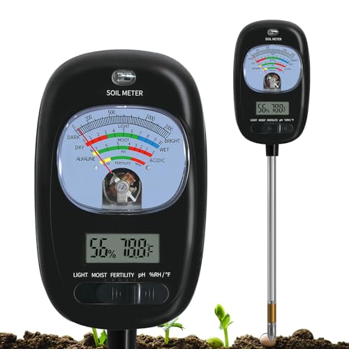 7-in-one Soil Test Kit, Soil Moisture Meter/PH Meter/Sunlight Intensity/Fertility Soil Tester, LCD Display Air & Soil Hygrometer Temperature for Hous Plants Garden, Farm, Lawn Care Moisture Meter | Soil Moisture Meter/PH Meter/Sunlight Intensity/Fertility