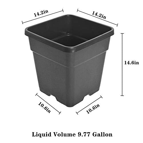 Square Nursery Pots Plant Pots Grow Pots Nursery Container Fit for Planting Soil Plants 10 Gallon 5Pcs - color: Black, size: 10 Gallon-5pcs