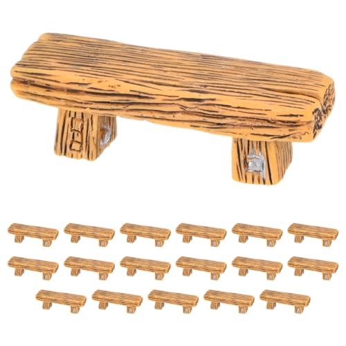 M METERXITY 18-Pack Miniature Resin Bench, 2.2x0.7x0.7 Inch Mini Garden Chair for Fairy Garden Accessories/DIY Micro Landscaping/Dollhouse, Tiny Park Street Seat [Yellow] - color: Yellow