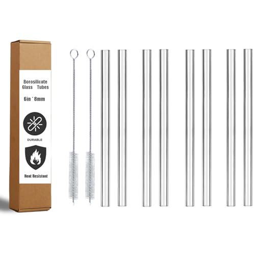 Borosilicate Glass Tubes 6inch, 8mm OD, 1.5mm Thick Clear Scientific Tubing - size: OD: 0.31in Length: 6in