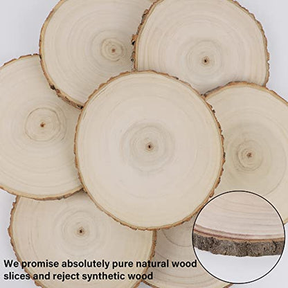 Sancodee 8 Pcs Large Unfinished Wood Slices, 10-11 Inches Wood Slabs for Centerpieces Natural Wooden Circle, DIY Wood Centerpieces for Tables Wedding Party Door Sign Decor - size: 10" - 11"