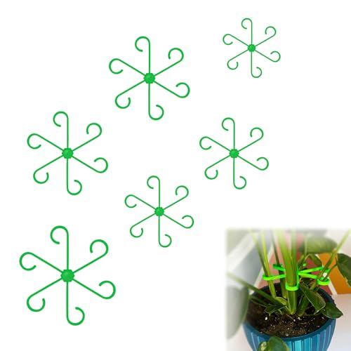 6pcs Climbing Houseplant Stem Supports,Plant stem Support Indoor Outdoor Use,Stem Hook Growth Accessories for Plant Garden, Promotes Upright Growth and Airflow(Green) - size: 6PCS
