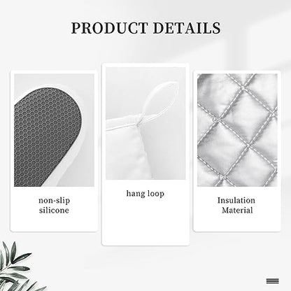 Tropical Floral Oven Mitts and Pot Holders for Heat Resistant Hawaiian Plant Silicone Oven Mittens and Jungle Palm Leaf Hibiscus Potholders Gloves Hot Pads for Kitchen Cooking Baking Grilling - color: Red Green