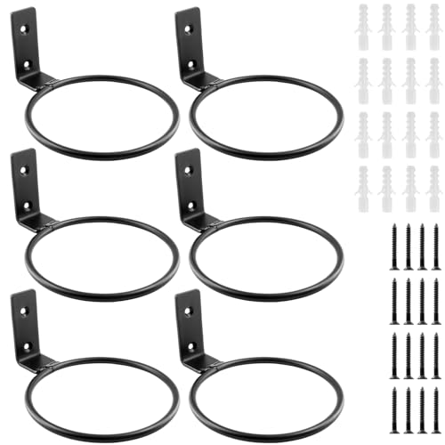 Jiozermi 6 Pack 4 inch Flower Pot Holder Ring, Wall Mounted Black - size: 4 Inch-6Pcs