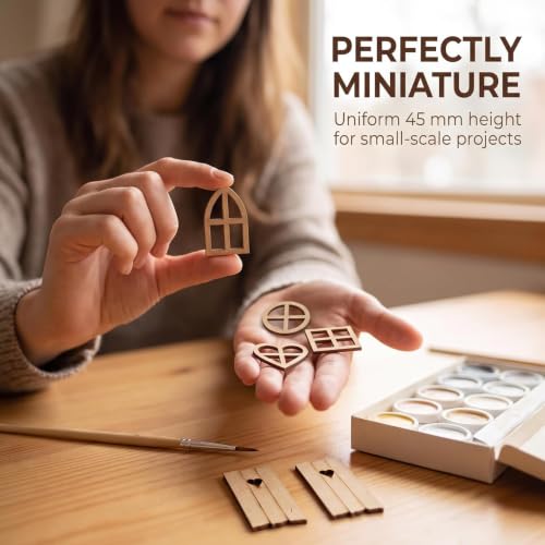 6Pcs Brown Wooden Fairy Garden Door, Blank Door Fairy House Doors and Windows Ornaments Tree Statues for Tree Trunk Yard Decoration, Miniature Gardens Buildings , Garden Sculptures and Statues