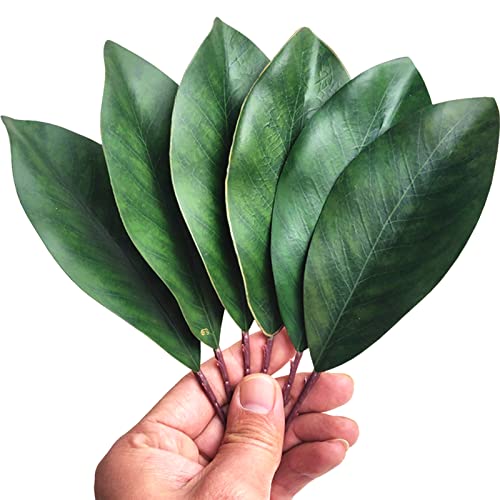 20Pcs Artificial Magnolia Leaf Fake Green Leaves for Decorate Flower Garland Artificial Magnolia Leaf Stem