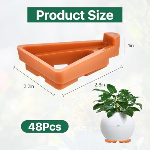 48Pcs Flower Plant Pot Feet, Triangle Plastic Pot Lifters Supports Small to Large Flower Planters, Invisible Flower Pot Risers, Potted Plant Stand Flower Pot Feet for Indoor and Outdoor Planter
