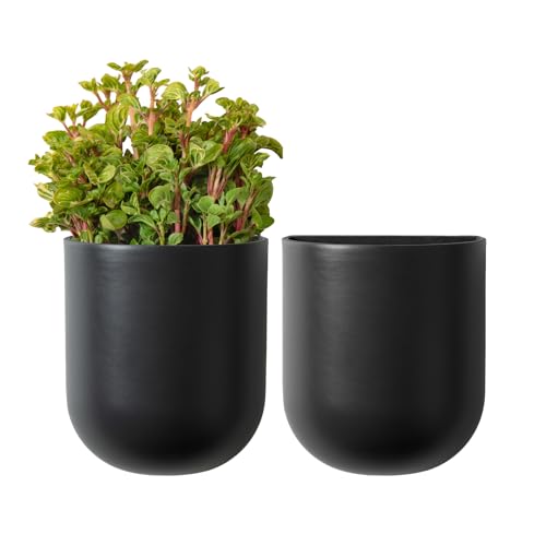 LA Jolie Muse Wall Planters for Indoor Plants, Hanging Flower Pots, 2 Pack - color: Gunmetal Grey