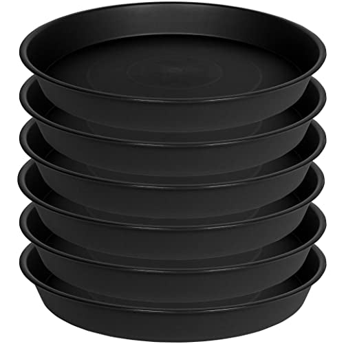 6 Pack Plastic Plant Saucer Water Drip Tray, 4 5 6 7 8 9 10 11 12 13 15 17 19 inch, Heavy Sturdy Plant Drainage Tray for Indoors Outdoor, Flower Saucers for Pots Base (4", Black) - color: Black, size: 4"