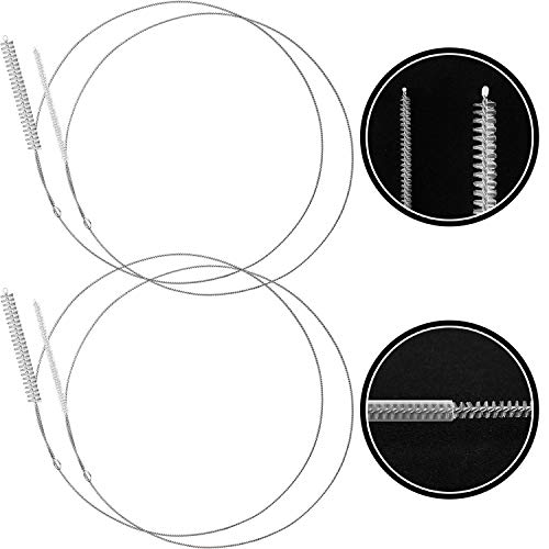 Boao 4 Pcs Feeding Tube Brushes Long Pipe 1/6 Inch and 3/8 Inch Diameter | 32 Inches Long Cleaners Straw Cleaning Brushes Flexible Stainless-Steel Brushes With Soft Nylon Heads Clean Feeding Tubes - size: 1/6 Inch and 3/8 Inch Diameter