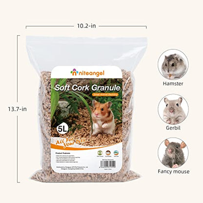 Niteangel Natural Coco/Cork Hamster Bedding: 5L Absorb Odors & Low Dust - size: 5L