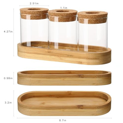 Plant Propagation Stations,3 Pcs Glass Vases with Wooden Stand &Lid - size: 8.7"L x 3.5"W x 4.7"H