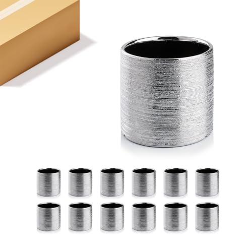 WGVI Silver Etched Ceramic Cylinder Vase Width 5.5" Height 5", Flower Arrangement, Candle Holder, Terrarium Planter Pot, Storage Container Organizer, Pen Brush Holder, Scratched Texture Design, 12 Pc - color: Silver_etched, size: 5.5"x5"H (1 Case)