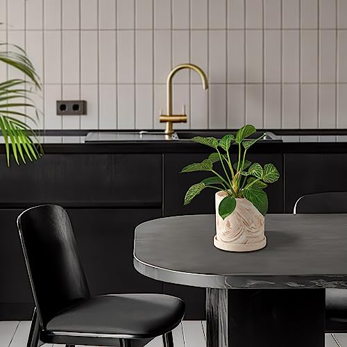 4 inch Plant Pot - Terra Cotta Flower Planters Indoor - Modern Succulents Containers with Drain Hole & Saucer, Decorate Home, Office (Pink) - size: 4 inch