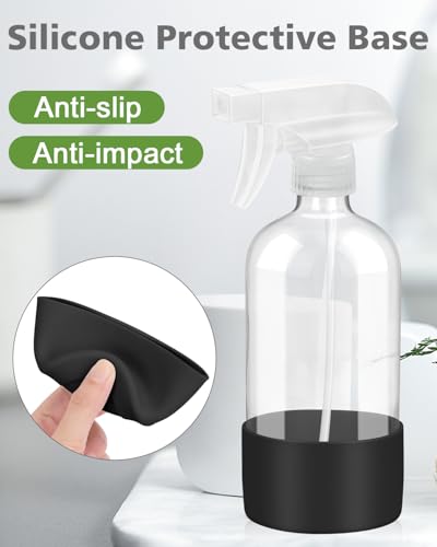 Glass Spray Bottles for Cleaning - 16 oz Spray Bottles with Silicone Sleeve - color: Black