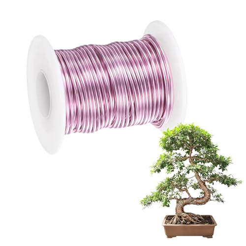 M METERXITY 1-Pack Bonsai Training Wire, 1.5mm x 49ft/15m Anodized Aluminum Bonsai Tree Wire for Fine Trunk/Gardening Branch/DIY Crafting [Pink] - color: Pink, size: 1.5mm x 49ft/15m
