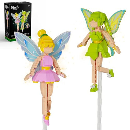 Flower Fairy Building Kit,2Pack Figure Bouquet Building Kit, for Home Decor, Christmas, and Birthday Gifts for Girls Age 8-12(Pink and Green