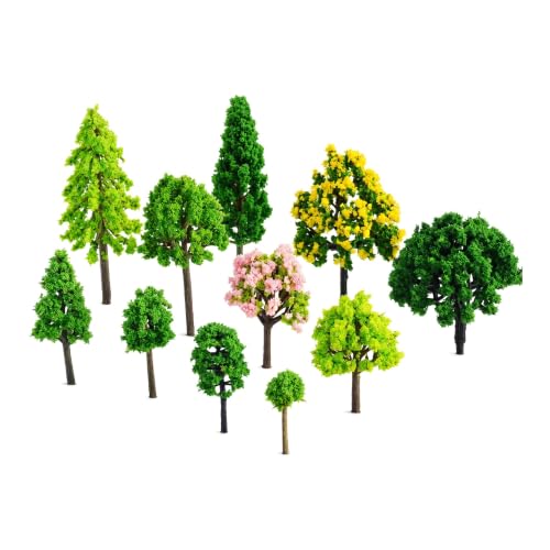Model Trees & Diorama Supplies - 3-7cm Miniature Trees for Crafts, 55 Pcs Fake Plastic Trees for Fairy Garden Accessories & Diorama Box