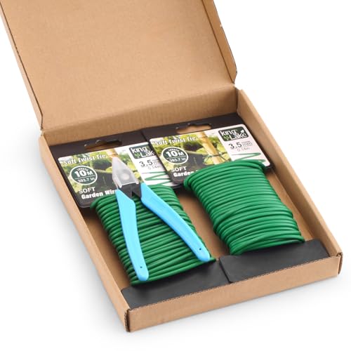 KINGLAKE Green Garden Wire with Pliers - 66 Feet 3.5mm Garden Ties Soft Plant Twist Ties Plant Wire for Climbing Plants Tomatoes Support Vines Vegetables Flowers Indoor & Outdoor Gardening Training - size: 3.5mm x 66ft