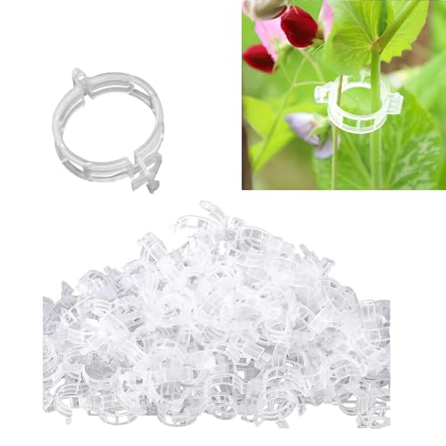 Tomato Clips, Plastic Trellis Clips Plant Support Clips, 100PCS Plant Clips for Climbing Plants Clear Reusable Garden Clips Vine Vegetables Plant Fixing Clips (100, White) - color: White