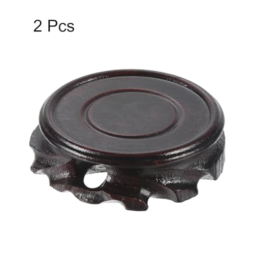 MECCANIXITY Wooden Stand Holder 60mm Diameter Black 2Pcs | Displays Base for Vase Bonsai Stone
