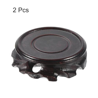 MECCANIXITY Wooden Stand Holder 60mm Diameter Black 2Pcs | Displays Base for Vase Bonsai Stone
