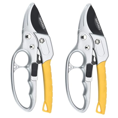 Premium pruning shears for gardening, Work 3 times easier, Pruners heady duty, Sharp garden clippers cuting florist flower, hedge, herb, rose, Indoor live plants, Arthritis weak hand snips - style: 2 pack-yellow
