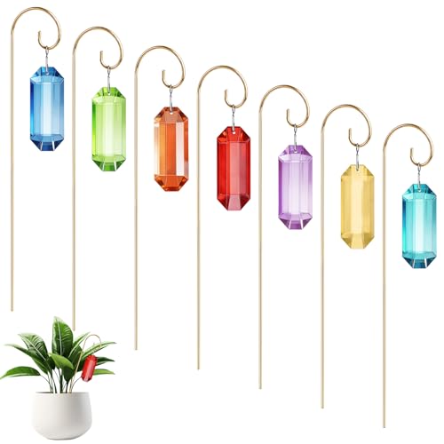 14 Pack Decorative Plant Stakes with Colorful Suncatchers, 7.8 Inch