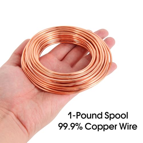 8 Gauge/ 3.2 mm 19.5 Feet 1 Pound 99.9% Dead Soft Copper Wire for Electroculture Gardening, Jewelry Making, Beading, Science Projects - size: 8 Gauge/ 3.2 mm, style: 1 Pound