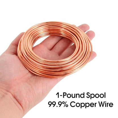 8 Gauge/ 3.2 mm 19.5 Feet 1 Pound 99.9% Dead Soft Copper Wire for Electroculture Gardening, Jewelry Making, Beading, Science Projects - size: 8 Gauge/ 3.2 mm, style: 1 Pound
