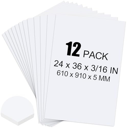 ToLanbbt 12 Pack White Foam Board, 24 x 36 x 3/16" Thick Foam Core Acid Free Poster Foamboard for Art Craft Projects, Painting, Displaying, Signage, Wedding, School - color: White, size: 24x36"-12P