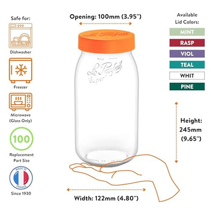Le Parfait Screw Top Jar 2L (64oz) Wide Mouth Glass Jar, Orange, 3 Pack - color: 2L-Orange (Set/3)