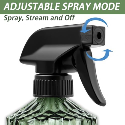 Plant Mister Spray Bottle, 15oz, Green, Adjustable Nozzle,2PCS | Reusable Small Spray Bottles, Glass Handheld Spray Bottle for Indoor Flowers, Outdoor Gardening, Cleaning, Pets Care, Hair - color: Green