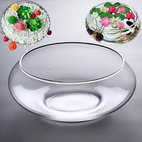 Glass Lotus Bowl Planter, 8 in Lotus Flower Bowl, Lotus Bowls for Planting in Water Indoors,Suitable for Succulent Plants and Aquatic Plant Bonsai Arrangements (M)
