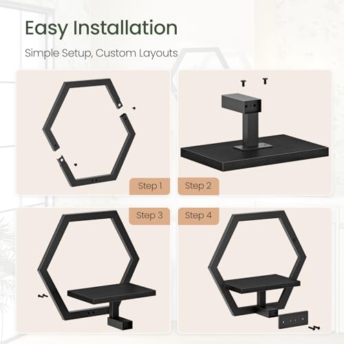 CHOEZON Floating Shelves Set of 2, Wall Planters for Indoor Plants - color: Black
