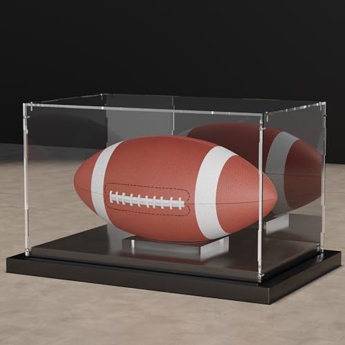 Football Display Case Clear Full Size Football Case with Mirror Back - size: Football Case