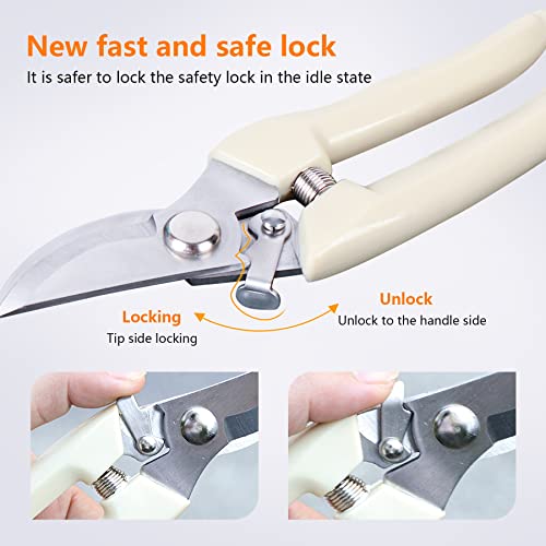 Garden Scissors for Plant, Tip Pruning Shears for Cutting Flowers, Trimming Plants, Bonsai and Fruits Picking (Bypass Blade Pruner) - style: 1 Pc-White