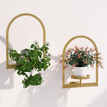 Flenpptly Wall Plant Holder, Wall Planter for Indoor Plants, 2 Pack Gold - size: 2 Pack-Gold