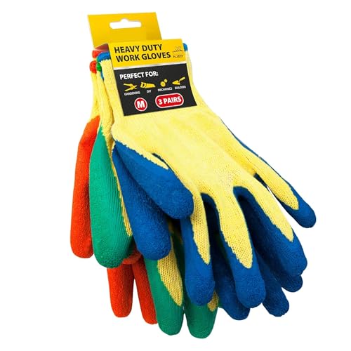Nozzy Gardening Gloves for Men Women - 3 Pairs - Lightweight Thorn Proof, Good Grip DIY & construction Multi-Purpose - size: Medium