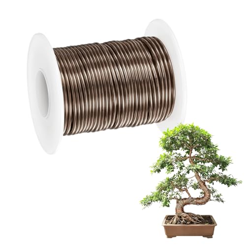 M METERXITY 1-Pack Bonsai Training Wire, 1.5mm x 49ft/15m Anodized Aluminum Bonsai Tree Wire for Fine Trunk/Gardening Branch/DIY Crafting [Brown] - color: Brown, size: 1.5mm x 49ft/15m