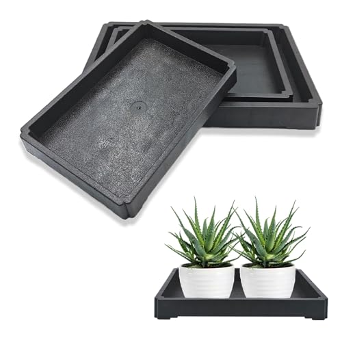 1PC Plant Saucer Tray 7 Inch, Rectangular Resin Drip Catcher — Nobirise - size: 7.5"x5.35"x0.87"