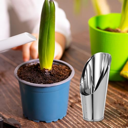 Abaodam 3pcs Stainless Steel Soil Scoop Set Plant Soil Scoop Bonsai Bucket Shovel Cup for Succulent Potting Transplanting Weeding Garden Moving