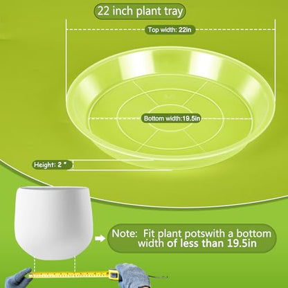 4 6 8 10 12 14 16 18 20 22 Inch Clear Plant Saucer, 5 Pack Durable Plastic Water Catcher Trays for Flower Pots, Plant Drip Trays for Indoor Outdoor Planter(22inch) - size: 22 inch
