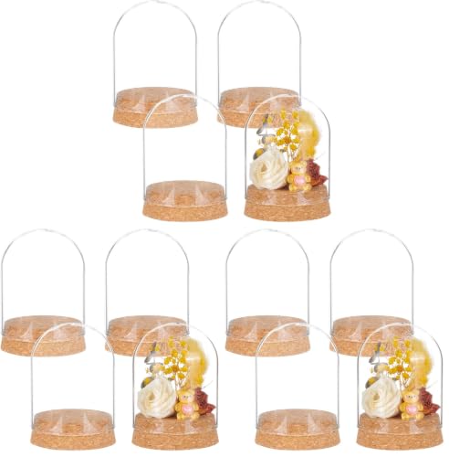 BENECREAT 4 Set Dome Display Glass Jar with Cork, 2.57x3.6inch Tabletop Centerpiece Cloche Bell Jar for Flower Plants, Specimens, Crafts Decorations (Pack of 3) - size: 2.5x3.6" (Pack of 3)